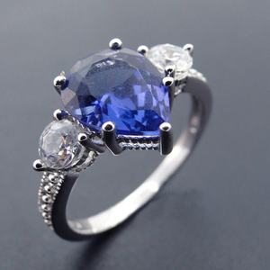 Anillo de Boda de Plata de Ley 925 con Tanzanita, Joyería de Plata al por Mayor - Product Image 2