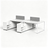 Bureau modulaire 1, 2, 4 ou 6 places pour espace de travail ouvert, avec cloison simple et meuble mobile pour poste de travail du personnel
