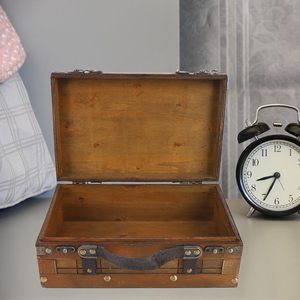 Cofre del Tesoro de madera Rectangular grande antiguo, tamaño personalizado, caja de embalaje Vintage hecha a mano, almacenamiento de joyería de laca multifuncional - Product Image 3