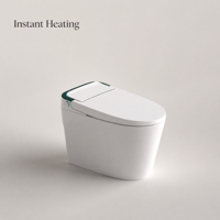 WC intelligent avec bidet intégré, en céramique, sur pied, avec couvercle à ouverture automatique, siège chauffant, sécheur d'air, double chasse d'eau, télécommande incluse