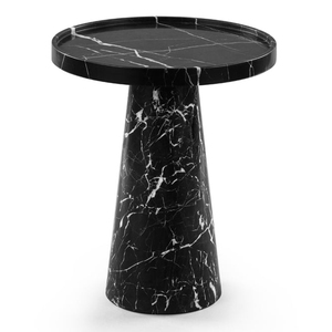 Household Concrete Textured Decorative Round <strong>Table</strong> Luxurious and Understated <strong>Black</strong> Marble High Legged <strong>Side</strong> <strong>Table</strong> - Product Image 2
