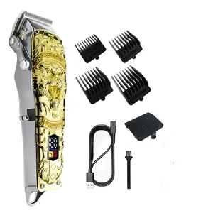 Professional 0.1-0.3mm Hair Cut Machine Gold Tiger Wireless Barber Salon Electric Men Trimmer Hair Clippers