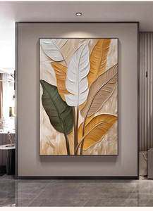 Tableau mural 3D sur toile texturée en métal doré, style luxe moderne, fait main, sur mesure, extra large, portrait sans cadre pour chambre à coucher - Product Image 3