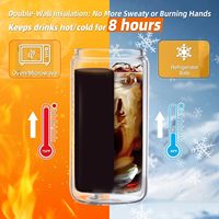 Vente flash : Tasse à bière en verre à double paroi personnalisée de style américain, 12/16/20 oz, sublimation, globe à neige, réutilisable, grande capacité