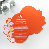 Tarjeta de invitación de tarjeta de menú acrílica naranja personalizada 2025 para cumpleaños/boda/Fiesta y restaurante