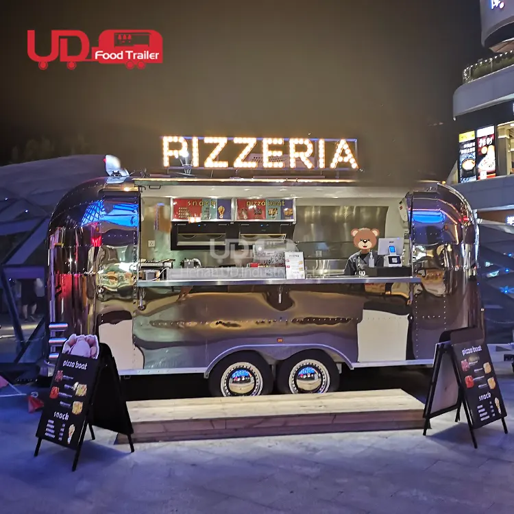 UD New Style Airstream Food Trailer Stainless Steel Mobile Bar Street Hot Dog Food Trailer Mobile Kitchen Food Truck