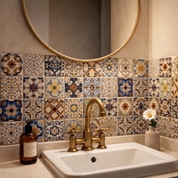 Vente directe usine – Bon prix – Mosaïque de carreaux en céramique émaillée marocaine antique à motif encre pour crédence de cuisine