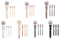 Kits de pinceaux de maquillage 4 en 1, 4 pièces, marque privée, noirs, pour le visage et les yeux, poils synthétiques doux et denses, manche en bois, ensemble de pinceaux de maquillage cosmétique