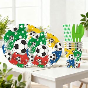 Décorations de fête sur le thème du football avec logo personnalisé, fournitures pour animaux de compagnie, assiettes en papier, serviettes, gobelets, nappes et bannières pour un thème sportif - Product Image 3