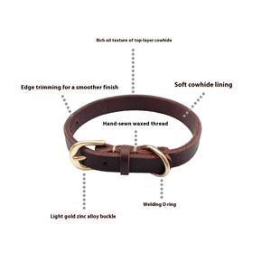 Meistverkauftes Verstellbares Kleines Echtes Leder-Haustierhalsband Weiches Einfarbiges Muster mit Dekorativen Bändern Individuell Anpassbar für Hunde und Katzen - Product Image 2