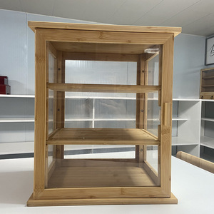 Étagère à pain portable transparente en bois, boîte à pain en bambou à trois niveaux, présentoir à desserts multifonctionnel - Product Image 1
