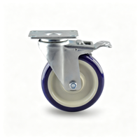 Roulettes robustes non marquantes de 5 pouces en PU pivotantes avec frein latéral, haute capacité de charge pour systèmes de chariots de stockage industriels