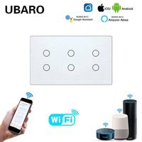 Panneau d'interrupteurs muraux WiFi intelligent avec contrôle 6 voies et interrupteur principal pour installations électriques internationales