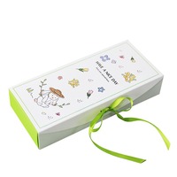 Haute qualité impression personnalisée logo alimentaire vert biscuit blanc carte papier tiroir Rectangle Dessert boîte d'emballage
