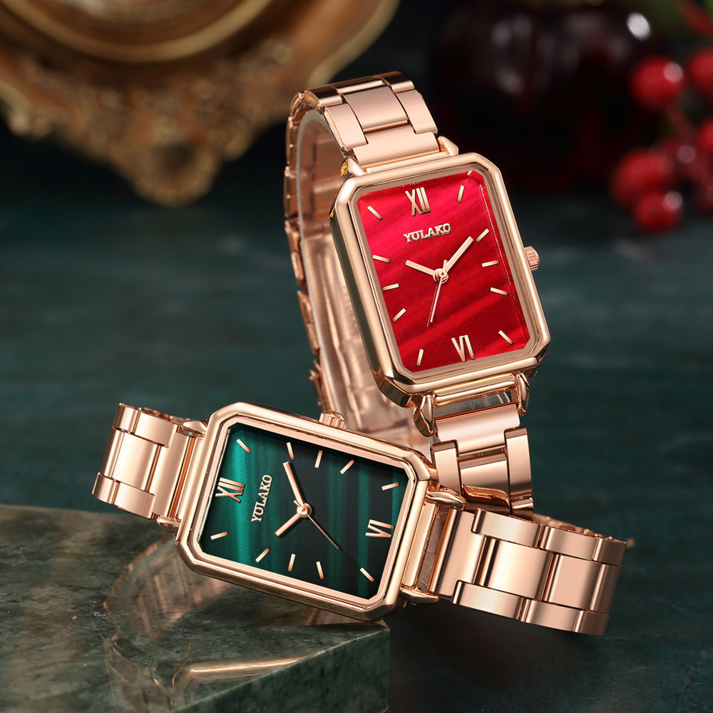 JewelryWe Montre-bracelet rectangulaire pour femme : analogique à quartz doré, argenté, noir, réglable, date, calendrier, cadran élégant, cadeau pour petite amie, mère, épouse, Argenté., Bracelet