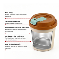Tasse à café thermique compacte 280 ml de qualité supérieure en acier inoxydable 18/8 à double paroi isolée sous vide avec couvercle anti-déversement à clapet