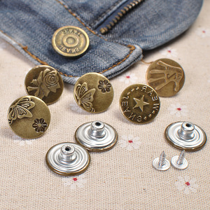 Retro Vintage Metal <b>Buttons</b> Round Patterned For Denim Clothing Jewelry Buckle Lead Free - Product Image 1