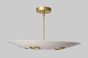 Lustre suspendu concave en laiton à six lumières, fait main, style Sputnik, moderne du milieu du siècle, pour la maison, le bureau, LED - Product Image 5