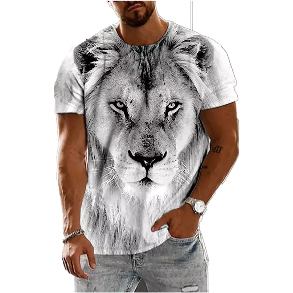 Black Lion Graphic T-shirt For Men 3D Print Animal Short sleeve Pattern Men Tee Hip Hop Animals Beast print on demand t shirt