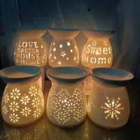 Neuankömmling ausgehöhlte Keramik Weihrauch lampe Home Decor Flammen lose Votiv kerzen herd Duftglas Flammen lose Weihrauch lampe Kerze
