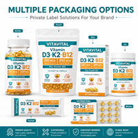 Gélules personnalisées de Vitamine D3 K2 B12 – Fabricant OEM/ODM sous Marque Privée – Formule Personnalisée – Faible MOQ – Suppléments Testés par des tiers