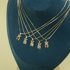 <span class=keywords><strong>Collar</strong></span> con Colgante de Osito de Peluche Español Mini, de Circonita Cúbica y Oro de 14K, Colorido y Económico, Cadena de Piedras Preciosas, al por Mayor, No se Deslustra - Product Image 5
