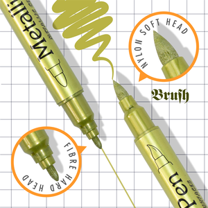 <span class=keywords><strong>Pennarello</strong></span> Metallico a Doppia <span class=keywords><strong>Punta</strong></span> 24 Colori con <span class=keywords><strong>Punta</strong></span> a Pennello e <span class=keywords><strong>Punta</strong></span> <span class=keywords><strong>Fine</strong></span>, Inchiostro Cancellabile a Secco e a Umido per Uso su Carta - Product Image 4