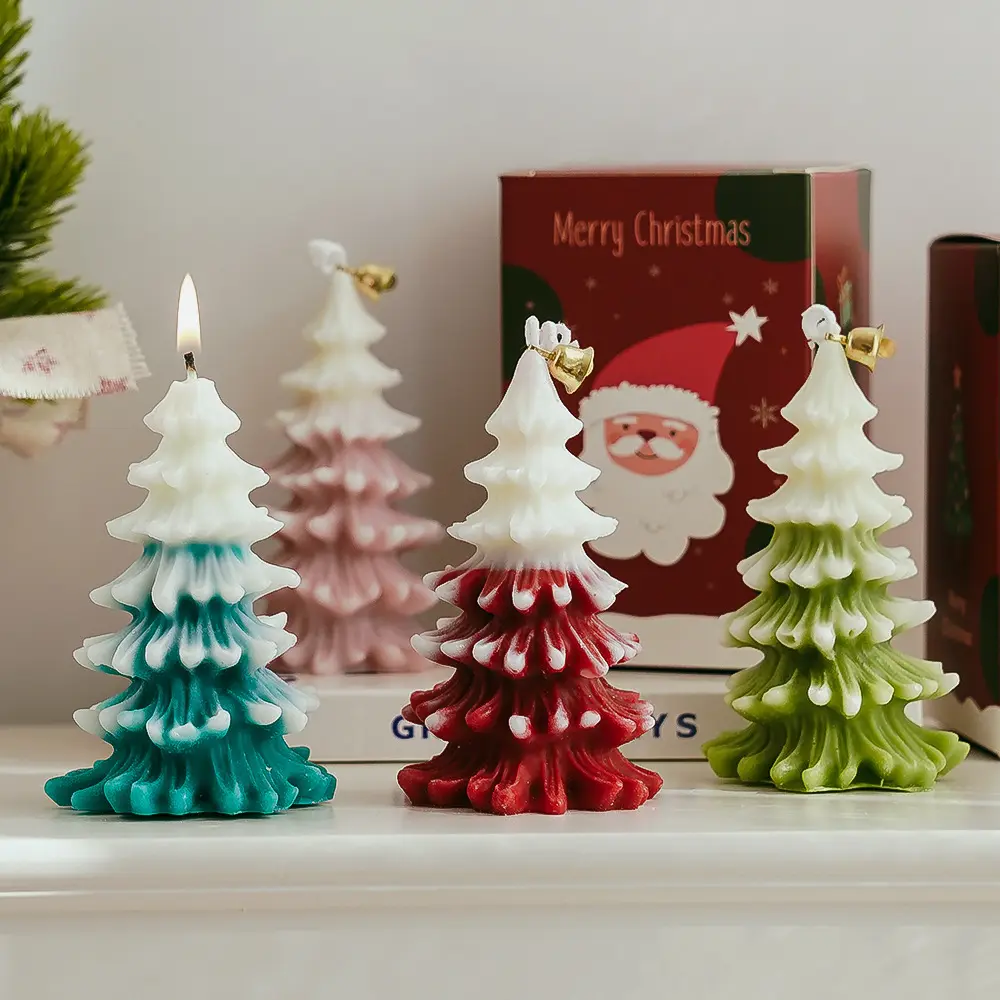 Velas de cera de soja personalizadas de alta calidad de fabricación al por mayor vela perfumada de árbol de Navidad