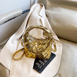 PLAYMAX 2026 Elegant Classic Metal Ring Cloud Bag Hand Carry Evening Party <b>Purse</b> Premium <b>Small</b> Chain Strap Portable Woven - Product Image 5