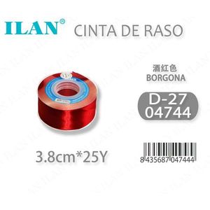 ริบบิ้นผ้าซาตินอิลัน 3.8 ซม. 25 หลา สีเบอร์กันดี D27 - Product Image 3