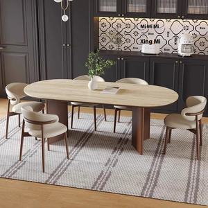 ชุดรับประทานอาหารสไตล์ฝรั่งเศสไม้เนื้อแข็งพร้อมโต๊ะหินและเก้าอี้บุนวมเหมาะสำหรับพื้นที่ขนาดเล็ก - Product Image 4