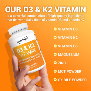 Cápsulas de vitamina D3 K2 de alto contenido de etiqueta privada Vitaminas B6 Cápsulas de magnesio para huesos y articulaciones Suplementos de calcio - Product Image 3