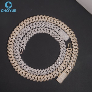 Collar de Cadena Cubana de Plata de Ley 925 con Moissanita para Hombre, Chapado en Oro de 18K, Estilo Hiphop, Eslabones Completamente Pavimentados, Joyería de 16MM - Product Image 1