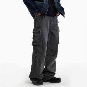 American Street Heavy-Duty Washed Multi-Pocket Cargo Men Women Loose Straight Retro Functional <b>Wide</b>-Leg Long Pants Casual - Product Image 1