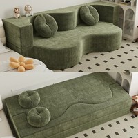 Sofá Cama Convertible de Tela Ondulada, Modular, para Sala de Estar, Dormitorio, Apartamento Pequeño, Mueble Moderno y Suave para el Hogar