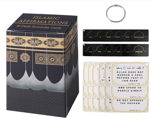 Pafu Cadeaux Islamiques 30 Rappels Quotidiens Cartes d'Affirmations Spirituelles avec Décor Kaaba Cartes Flash Arabes Carte d'Affirmation Quotidienne - Product Image 1