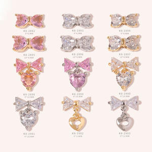 Breloques avec nœud 3D coloré pour le Nail Art, <span class=keywords><strong>strass</strong></span>, métal brillant, Zircon, Design pour Salon, manucure, bijoux de décoration, 10 pièces - Product Image 1