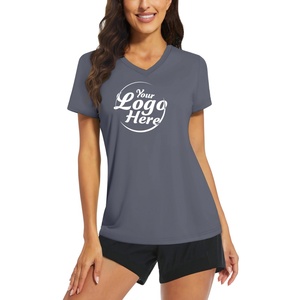 Camisetas deportivas con estampado de logotipo Vintage para mujer, camisetas de manga corta con cuello en V y protección solar UPF 50 + para senderismo, correr, verano, 3D Quick - Product Image 5