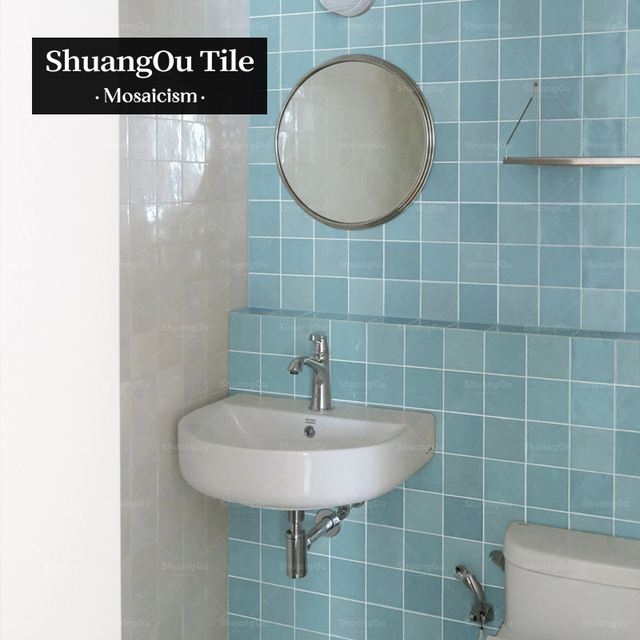 Blue Leather Marble Mosaic Floor Tile for Home Decoration Balcony Hotel Shower Bathroom Kitchen Backsplash Tile Mosaic