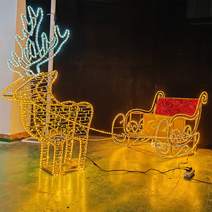 Grande luge de Noël 3D extérieure <span class=keywords><strong>avec</strong></span> <span class=keywords><strong>rennes</strong></span> et lumières LED pour la décoration de rue, éclairage de Noël - Product Image 3