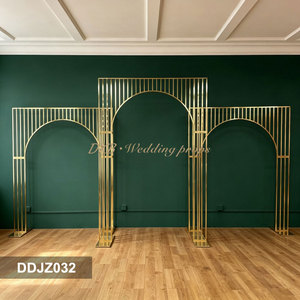 DKB Factory Wholesale Luxury Metal Wedding Arch Backdrop with Golden Electroplated Finish for Outdoor/Indoor Events - Product Image 2