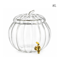 Distributeur de boissons en verre de 8 L avec robinet, en forme de citrouille, pot à boisson transparent pour le service de table de Thanksgiving