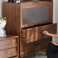 Meubles TV en bois massif, hauts et bas, style rustique/Wabi-sabi, pour salon et chambre