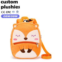 Sac à dos en peluche renard à bas prix, rembourré en coton PP, sac doux en peluche renard pour tout-petits, cadeau de vacances pour enfants
