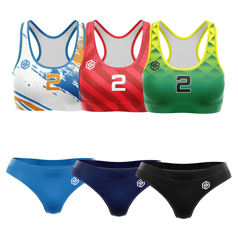 Custom Sport Bikini Set Women Volleyball Bra Jersey Girls Beach Volleyball Uniforms