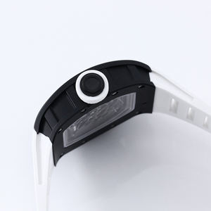 Reloj Deportivo 5A Super RM Negro Blanco Minimalista de Cerámica y Zafiro Antideslumbrante con Esfera Hueca en Forma de Barril - Product Image 3