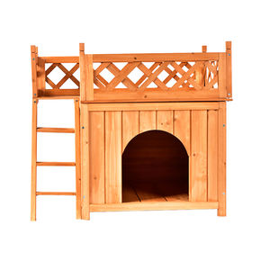 Casa de Perro de Madera para Exteriores, Ecológica, Reciclable, Simple y Moderna, para Perros Pequeños, Resistente a la Intemperie, con Techo de Madera y <span class=keywords><strong>Terraza</strong></span> - Product Image 1