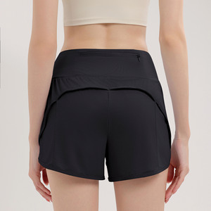 Shorts Deportivos 2 en 1 para Mujer, Cintura Alta, con Bolsillo Trasero con Cierre para Celular, Ligeros, de Secado Rápido, para Correr, Gimnasio, Yoga, OEM, ODM - Product Image 4