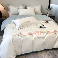 Ensemble de literie en coton de luxe haut de gamme, housse de couette brodée style princesse, écologique, toucher doux, textile de maison de luxe