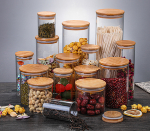 Frascos clásicos de almacenamiento de vidrio transparente de 200ml, juego de 12 Uds. Con tapa hermética de bambú para almacenamiento de especias y alimentos en la cocina, ocasiones de boda - Product Image 4